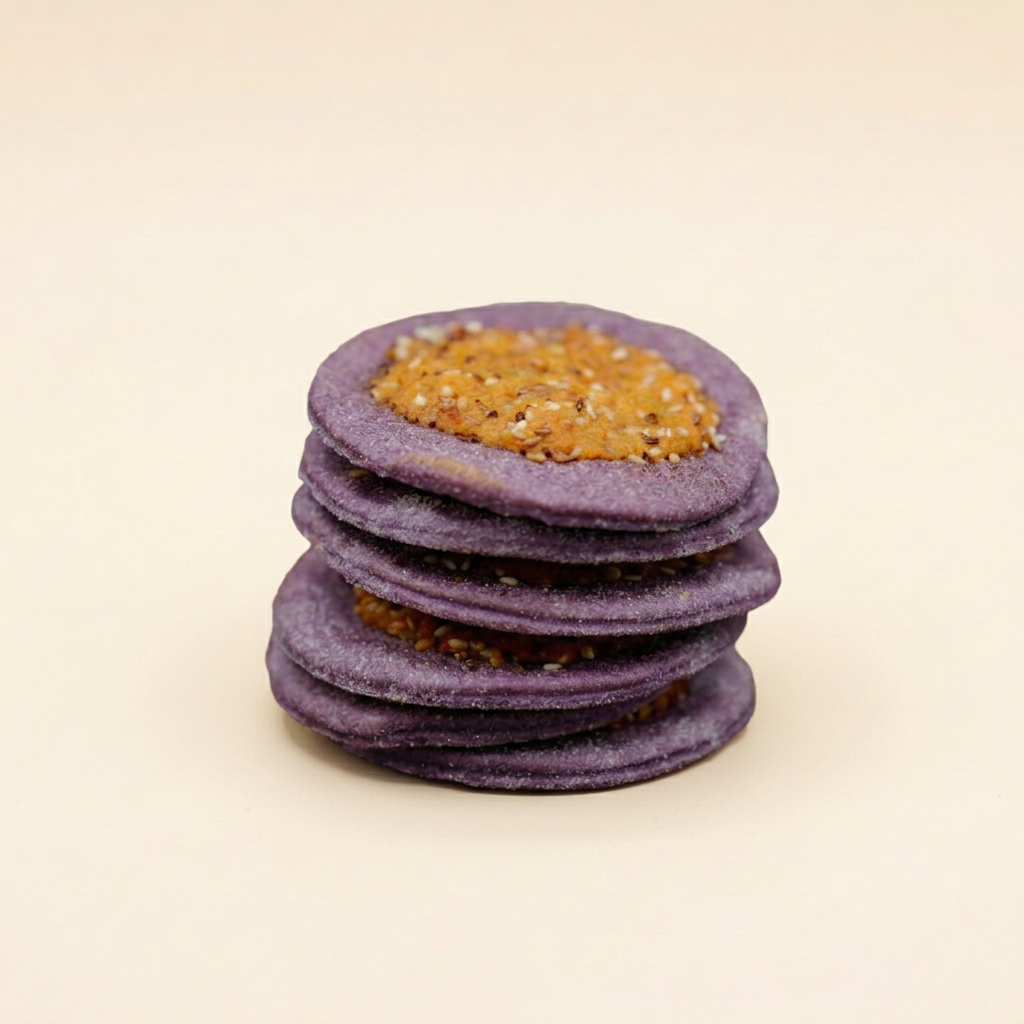 Red Cabbage Kechek bites on cream background