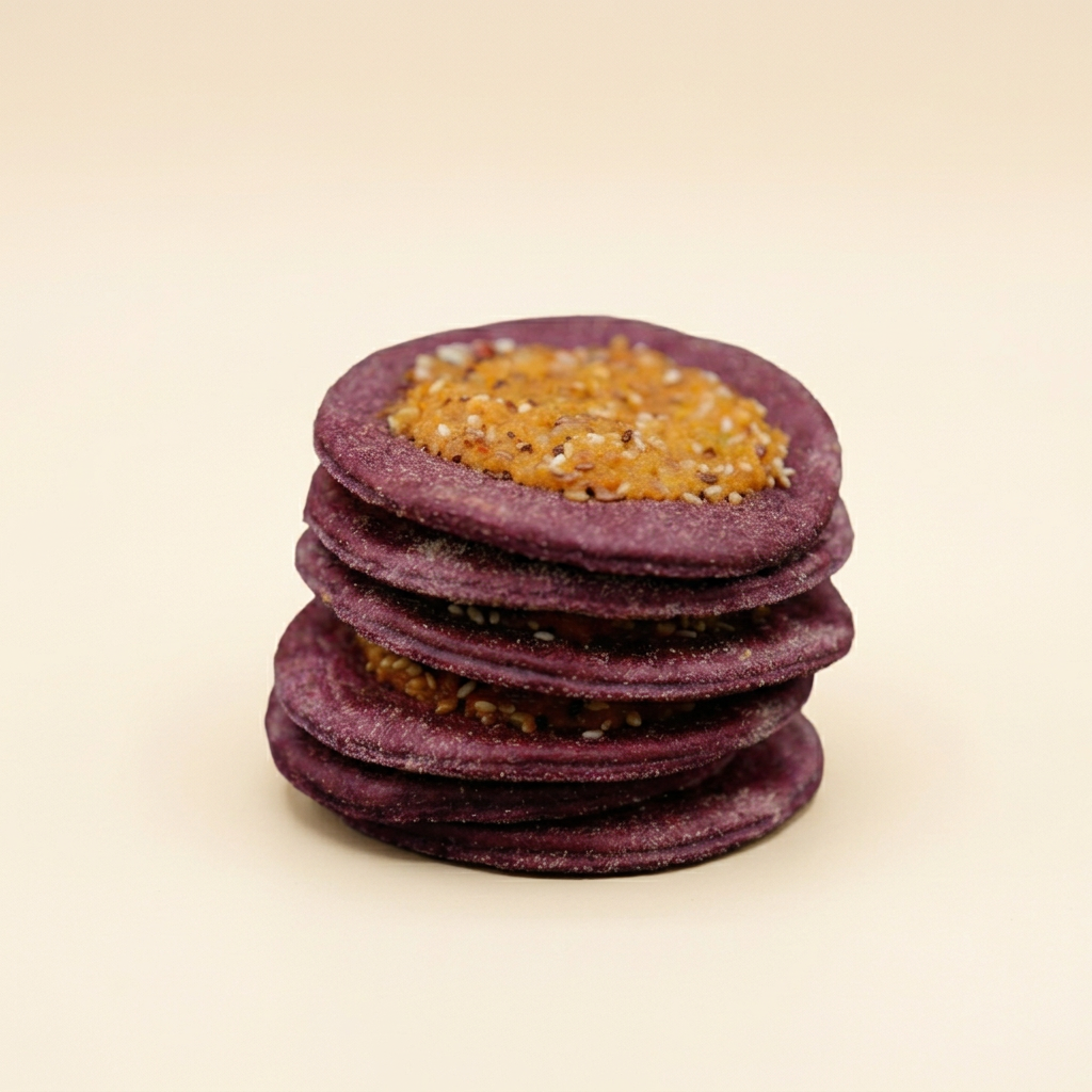 Beetroot Kechek bites on cream background