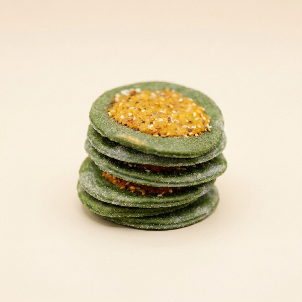 Spinach Kechek bites on cream background